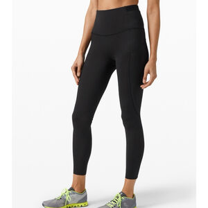 Lululemon Fast Free 7/8 Tight Leggings Pants Black Reflective Running 25" Sz 4